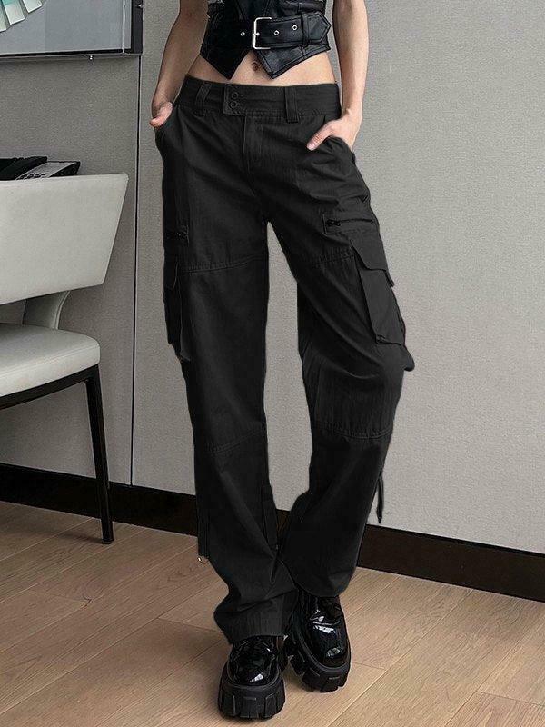 Y2K Aesthetic Cargo Skirt: Low Waist Baggy Parachute Cargo Pants