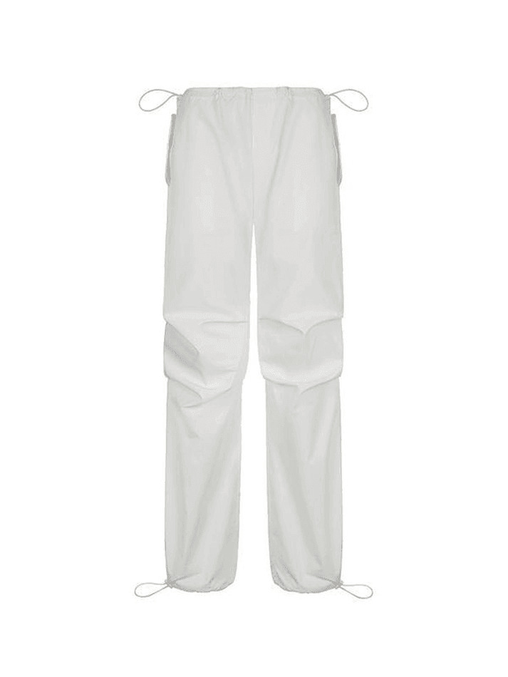 Y2K Aesthetic Cargo Skirt: Relaxed Drawstring Low Waist Cargo Pants for Women