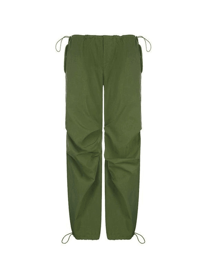 Y2K Aesthetic Cargo Skirt: Relaxed Drawstring Low Waist Cargo Pants for Women