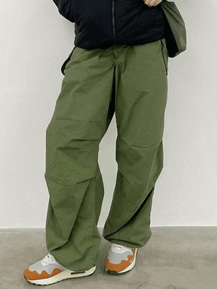 Y2K Aesthetic Cargo Skirt: Relaxed Drawstring Low Waist Cargo Pants for Women
