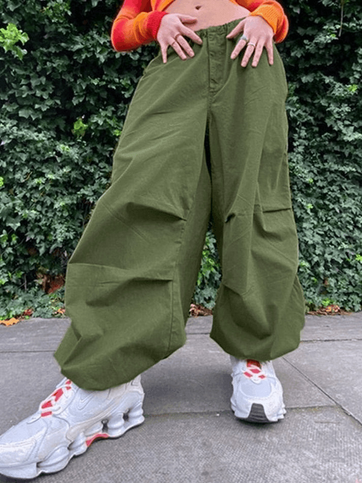 Y2K Aesthetic Cargo Skirt: Relaxed Drawstring Low Waist Cargo Pants for Women