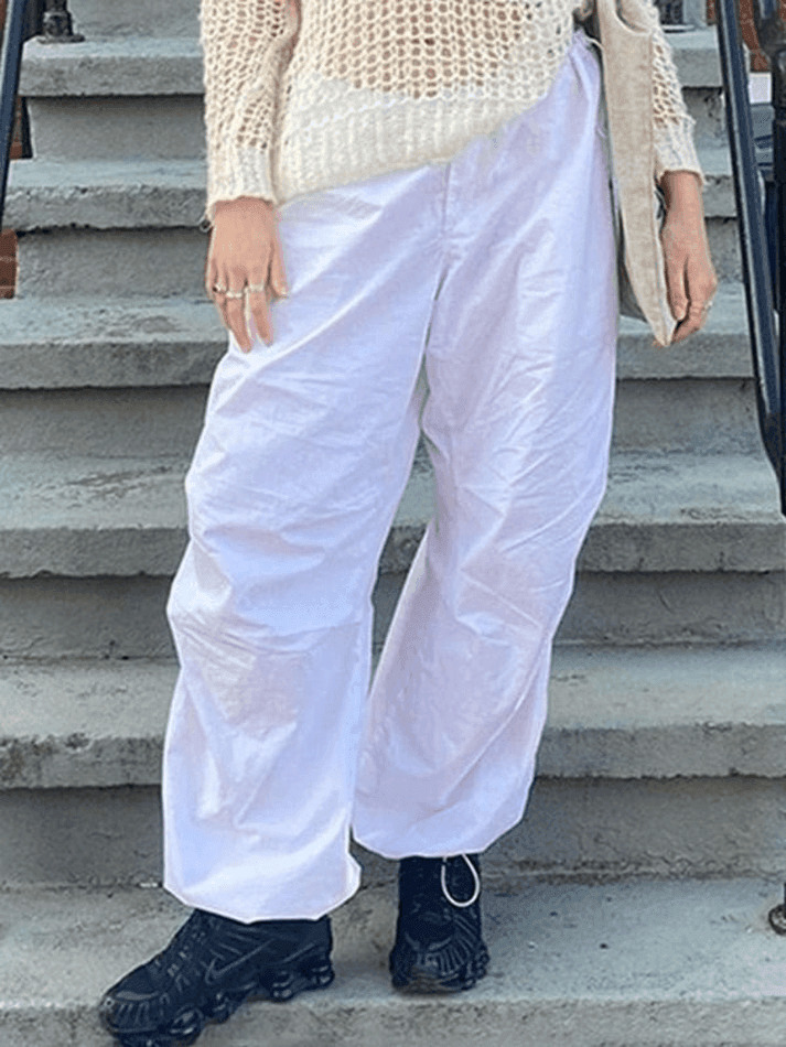 Y2K Aesthetic Cargo Skirt: Relaxed Drawstring Low Waist Cargo Pants for Women