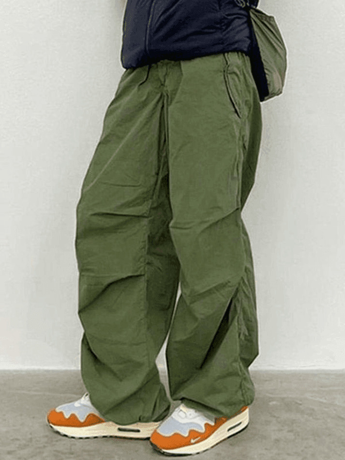 Y2K Aesthetic Cargo Skirt: Relaxed Drawstring Low Waist Cargo Pants for Women