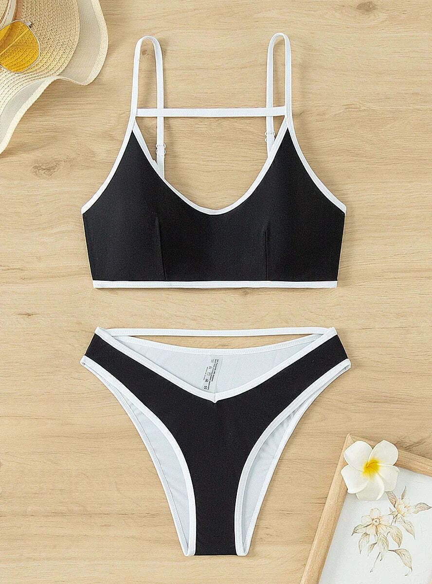 Y2K Aesthetic Cargo Skirt Set with Contrasting Sexy Openwork Bikini