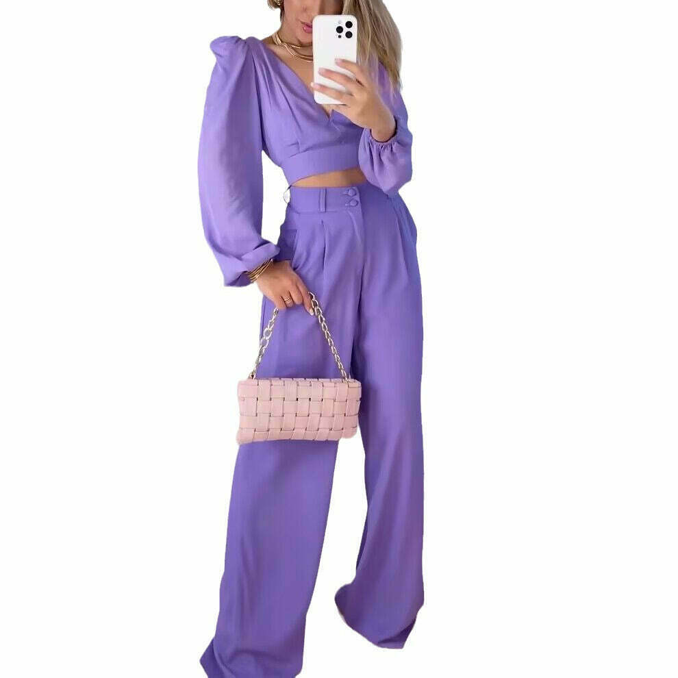 Y2K Aesthetic Cargo Skirt Set with Coquette Style V-Neck Top - Casual Loose Fit