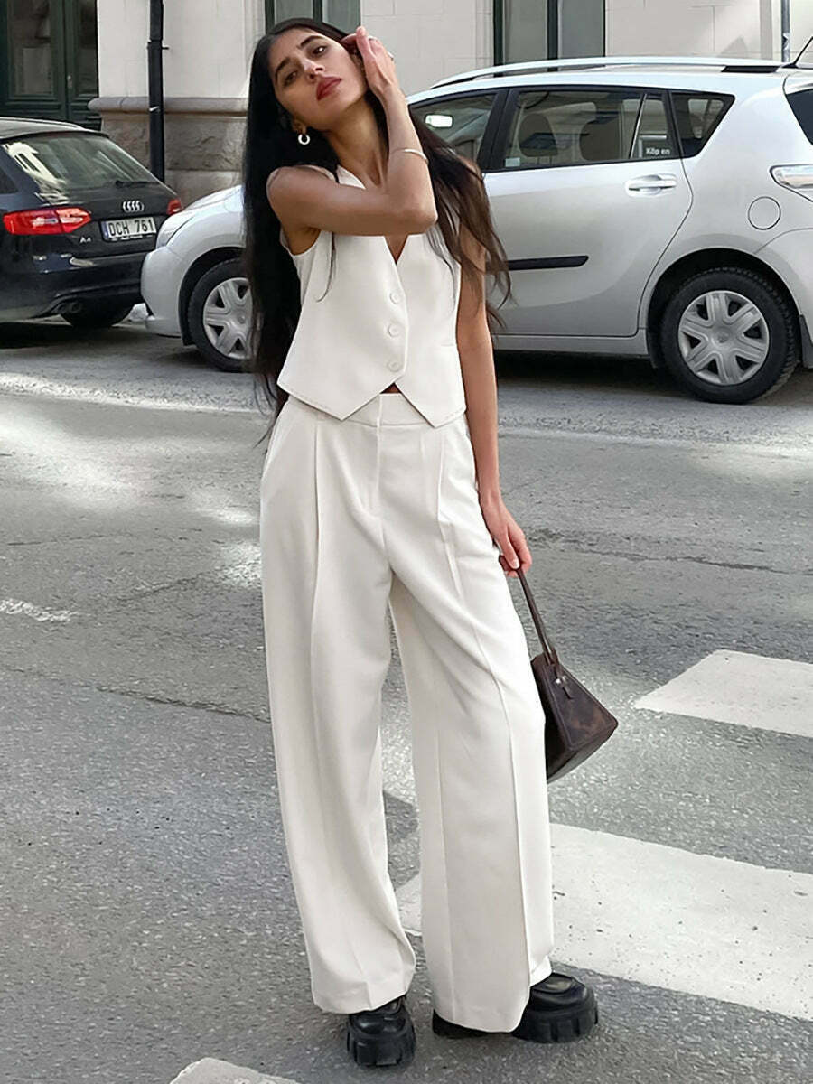 Y2K Aesthetic Cargo Skirt Suit with V-Neck Top - Coquette Style for Women