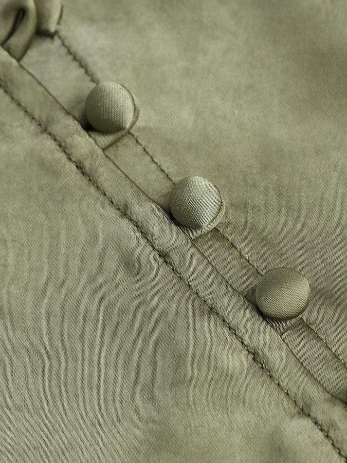 Y2K Aesthetic Cargo Skirt with Asymmetric Hem and Button Deco