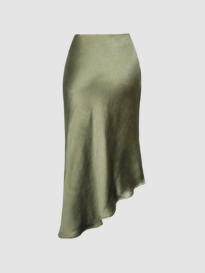 Y2K Aesthetic Cargo Skirt with Asymmetric Hem and Button Deco