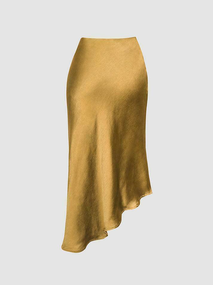 Y2K Aesthetic Cargo Skirt with Asymmetric Hem and Button Deco