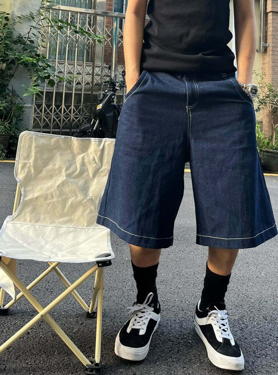 Y2K Aesthetic Cargo Skirt with Contrast Stitching - Coquette Grunge Fashion