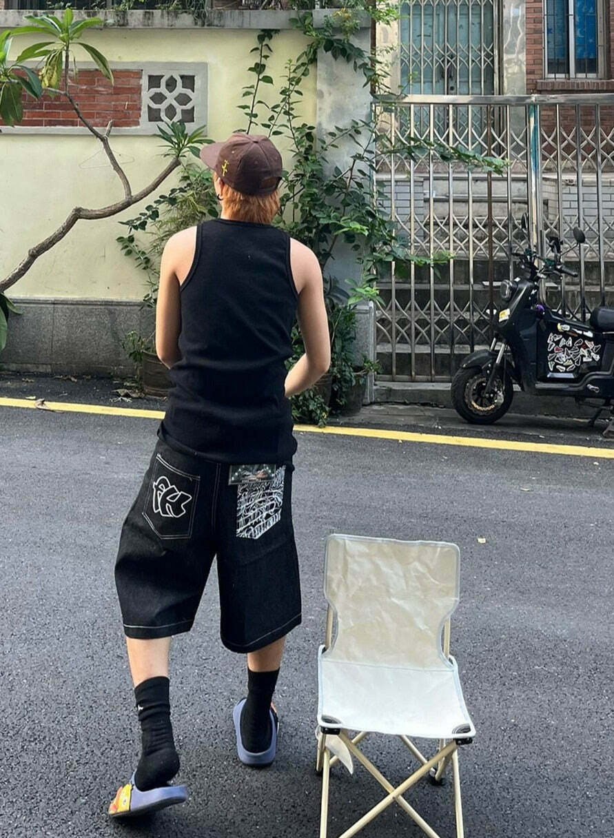 Y2K Aesthetic Cargo Skirt with Contrast Stitching - Coquette Grunge Fashion