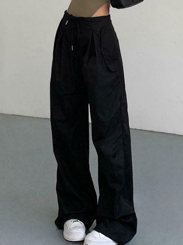 Y2K Aesthetic Cargo Skirt with Coquette & Grunge Vibes - Drawstring Straight Leg Pants