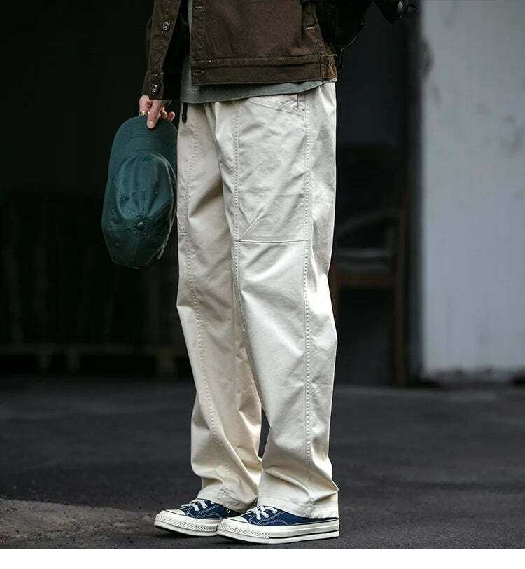 Y2K Aesthetic Cargo Skirt with Coquette Style and Grunge Vibes - Straight Leg Belted Workwear Pants