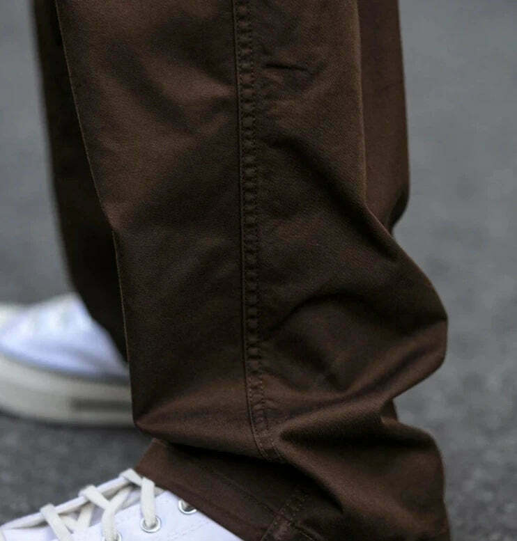 Y2K Aesthetic Cargo Skirt with Coquette Style and Grunge Vibes - Straight Leg Belted Workwear Pants