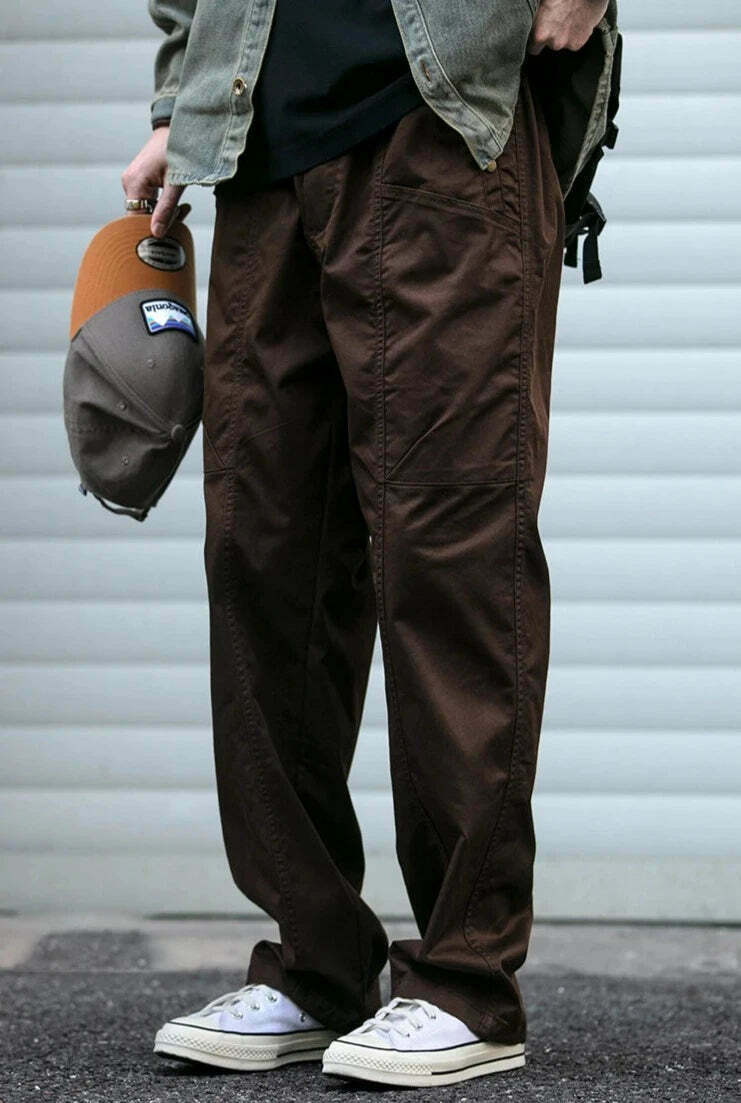 Y2K Aesthetic Cargo Skirt with Coquette Style and Grunge Vibes - Straight Leg Belted Workwear Pants
