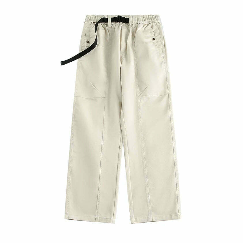 Y2K Aesthetic Cargo Skirt with Coquette Style and Grunge Vibes - Straight Leg Belted Workwear Pants