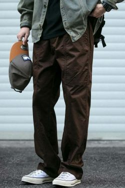 Y2K Aesthetic Cargo Skirt with Coquette Style and Grunge Vibes - Straight Leg Belted Workwear Pants