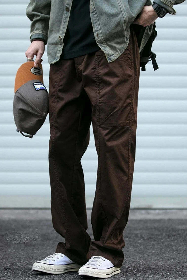 Y2K Aesthetic Cargo Skirt with Coquette Style and Grunge Vibes - Straight Leg Belted Workwear Pants