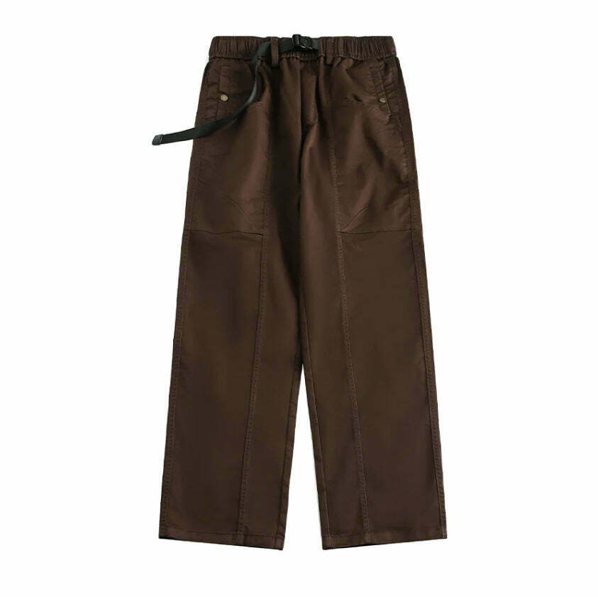 Y2K Aesthetic Cargo Skirt with Coquette Style and Grunge Vibes - Straight Leg Belted Workwear Pants
