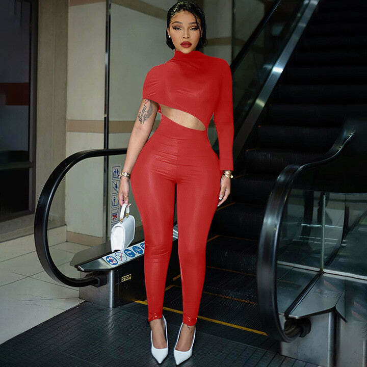 Y2K Aesthetic Cargo Skirt with Coquette Style and Irregular Navel-Baring Jumpsuit
