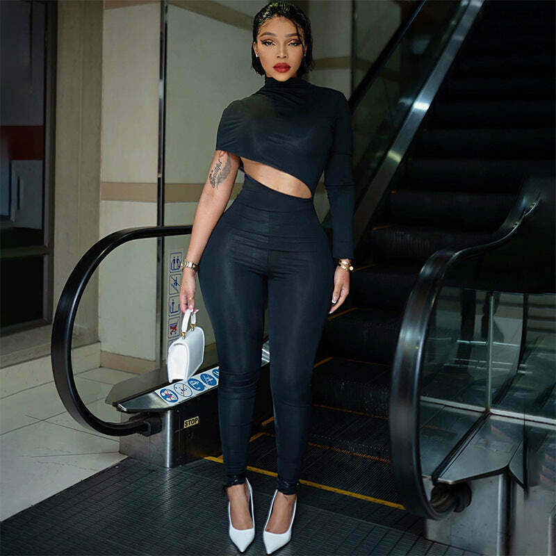 Y2K Aesthetic Cargo Skirt with Coquette Style and Irregular Navel-Baring Jumpsuit