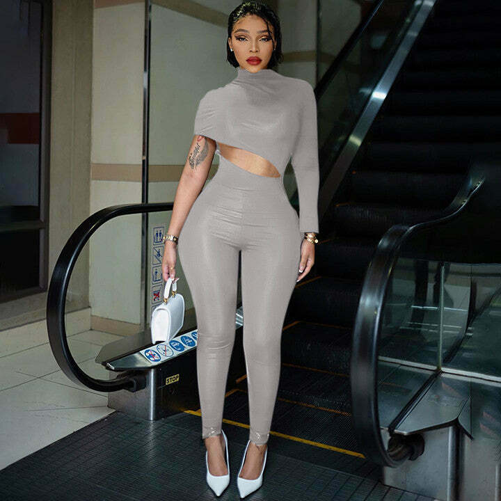 Y2K Aesthetic Cargo Skirt with Coquette Style and Irregular Navel-Baring Jumpsuit