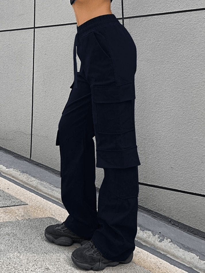 Y2K Aesthetic Cargo Skirt with Drawstring Pockets for Women's Fashion