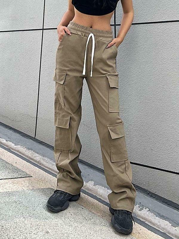 Y2K Aesthetic Cargo Skirt with Drawstring Pockets for Women's Fashion