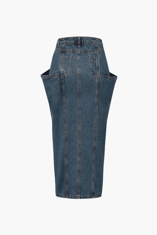 Y2K Aesthetic Cargo Skirt with Large Pocket Slit for Women's Fashion