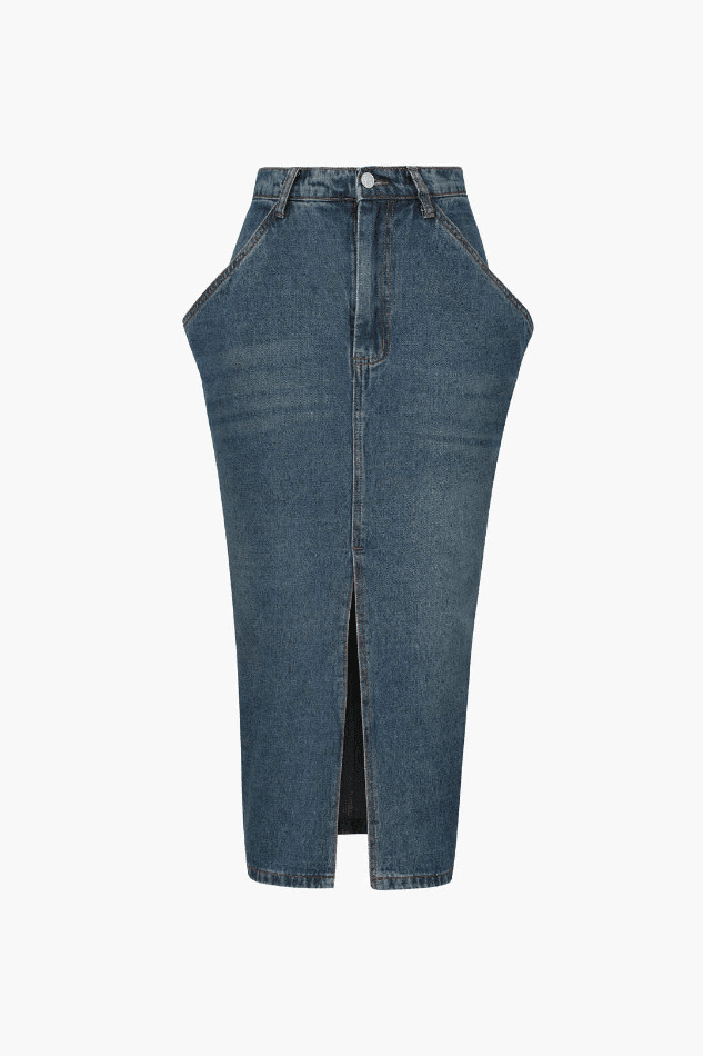Y2K Aesthetic Cargo Skirt with Large Pocket Slit for Women's Fashion
