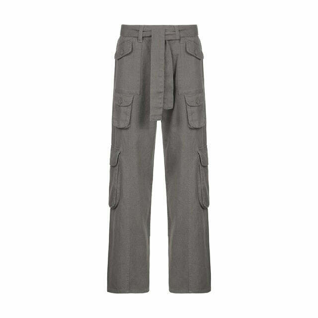 Y2K Aesthetic Cargo Skirt with Multi Pockets in Gray - Coquette Fashion for Women