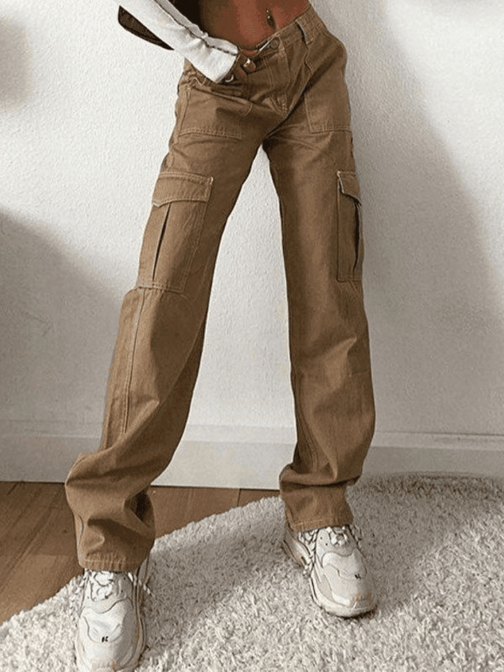 Y2K Aesthetic Cargo Skirt with Pocket Detail for Women - Coquette Grunge Style