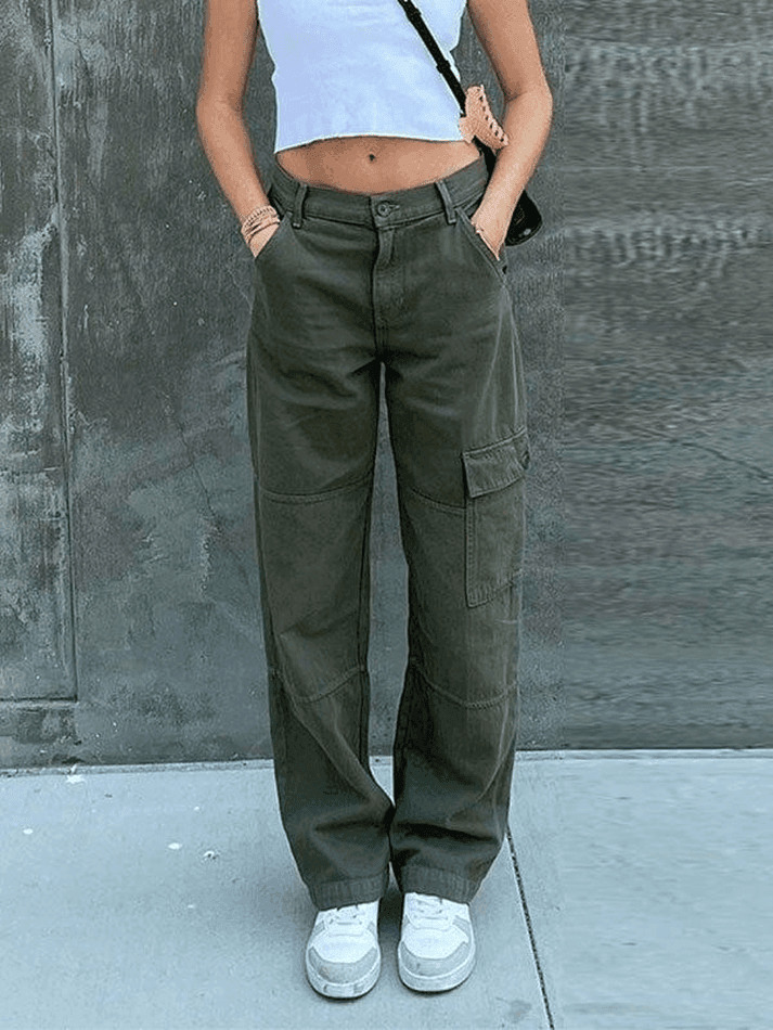 Y2K Aesthetic Cargo Skirt with Pocket Patches - Coquette Grunge Style for Women