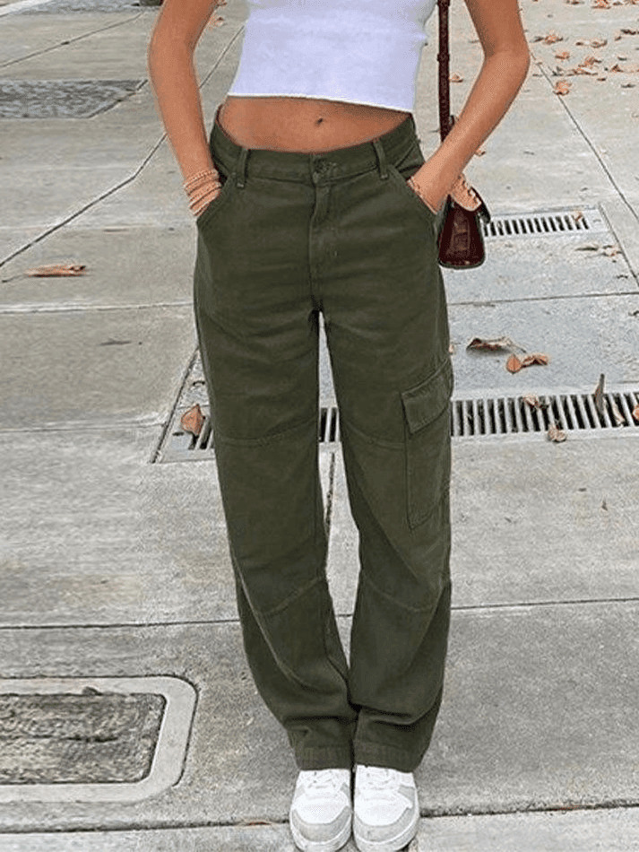 Y2K Aesthetic Cargo Skirt with Pocket Patches - Coquette Grunge Style for Women