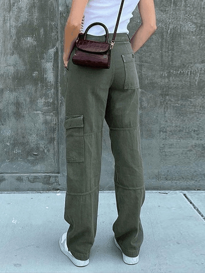 Y2K Aesthetic Cargo Skirt with Pocket Patches - Coquette Grunge Style for Women