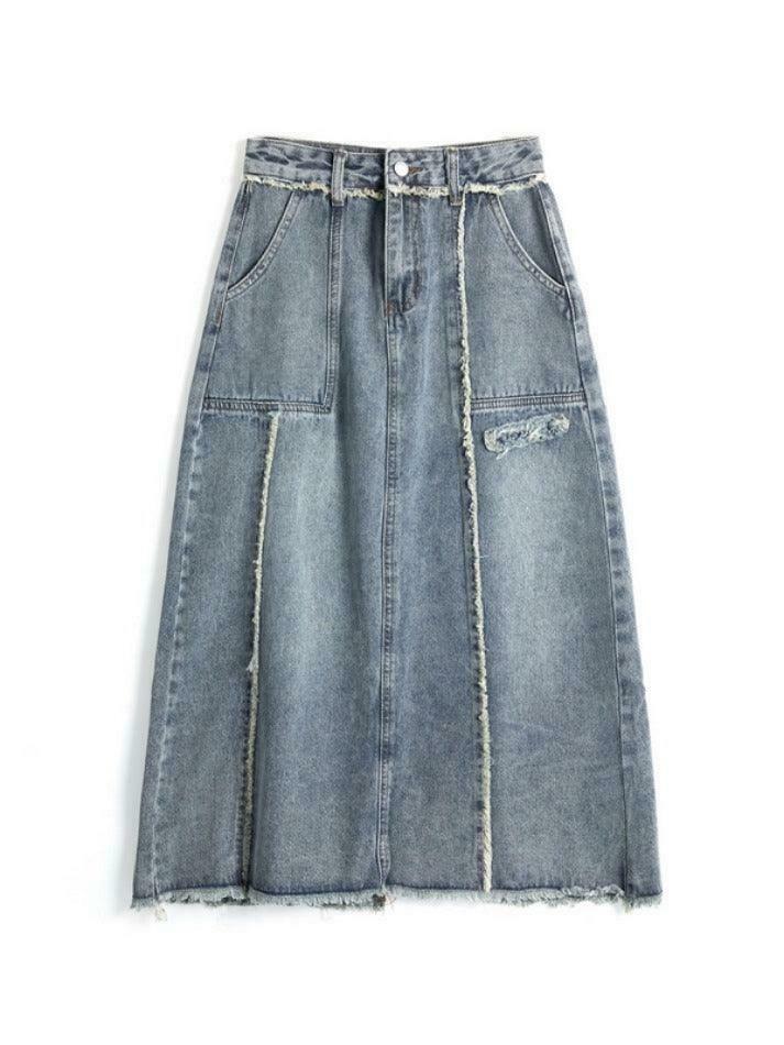 Y2K Aesthetic Cargo Skirt with Raw Edge Patchwork Detail - Coquette Fashion for Women