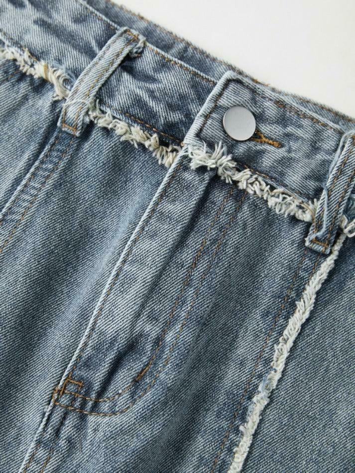 Y2K Aesthetic Cargo Skirt with Raw Edge Patchwork Detail - Coquette Fashion for Women