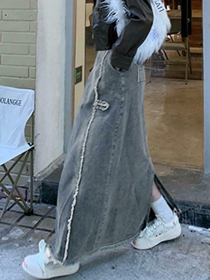 Y2K Aesthetic Cargo Skirt with Raw Edge Patchwork Detail - Coquette Fashion for Women