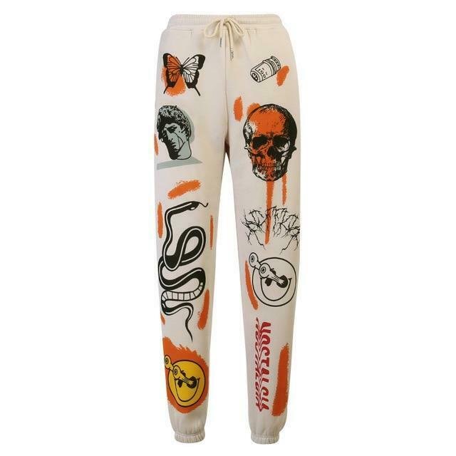 Y2K Aesthetic Cartoon Printed Trousers for Women - Coquette & Grunge Style Cargo Skirt Outfit