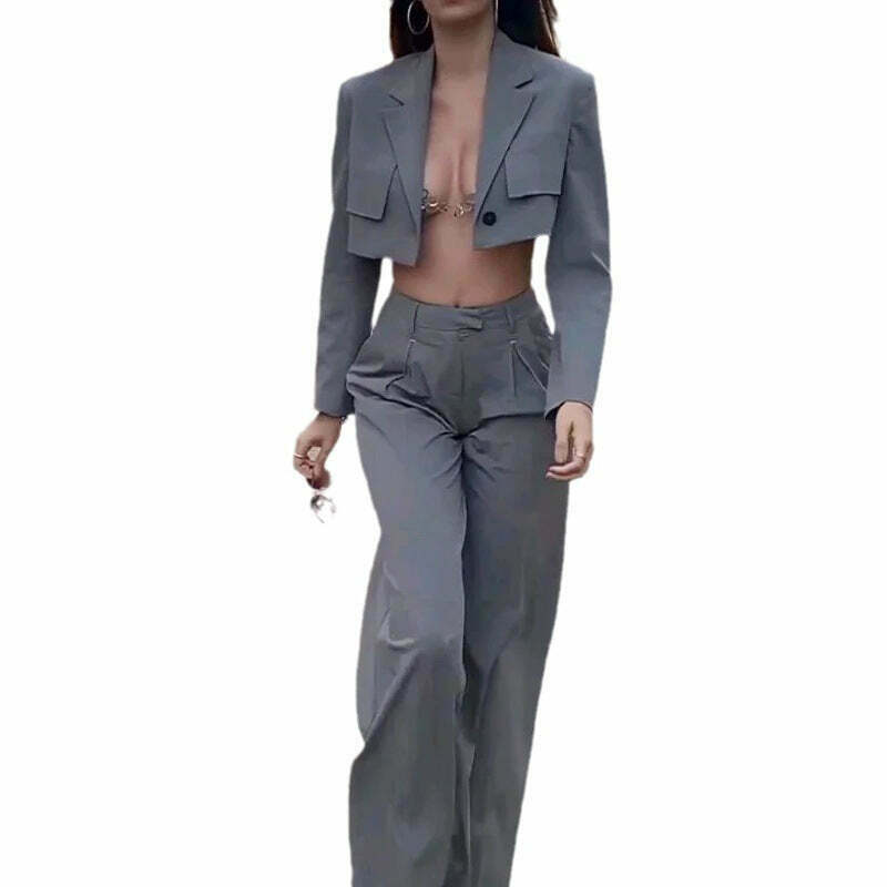 Y2K Aesthetic Chain Suit: Cargo Skirt & Short Shirt Set for Women - Coquette Grunge Fashion