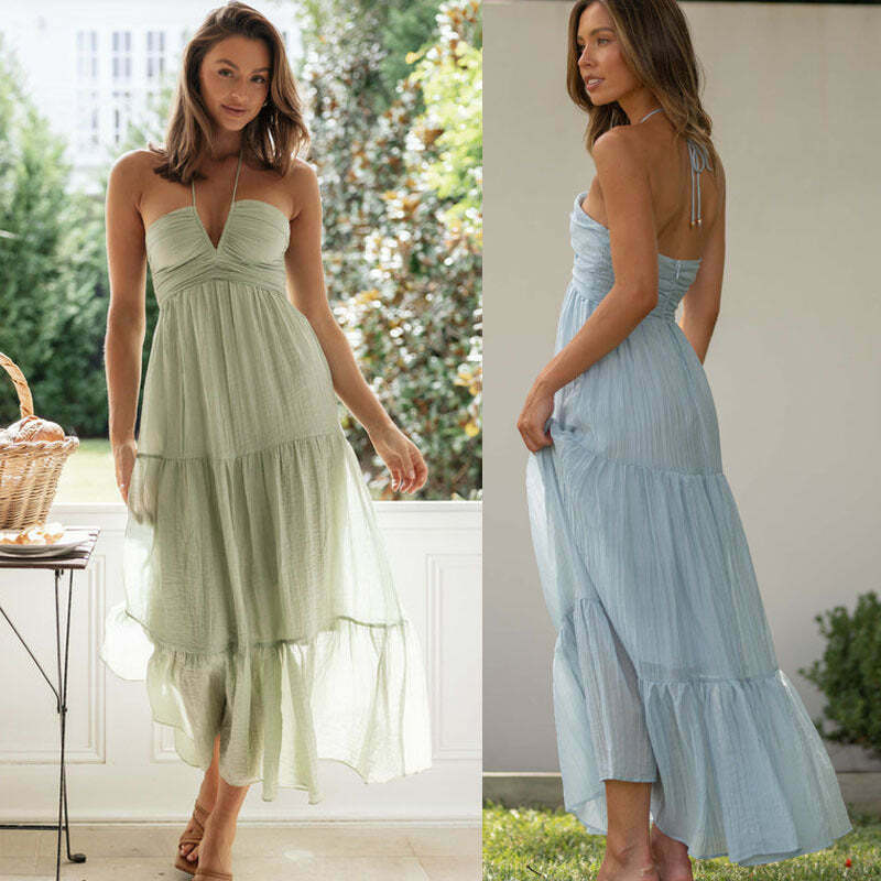 Y2K Aesthetic Chiffon Dress - Coquette Style with Pastel Goth & Grunge