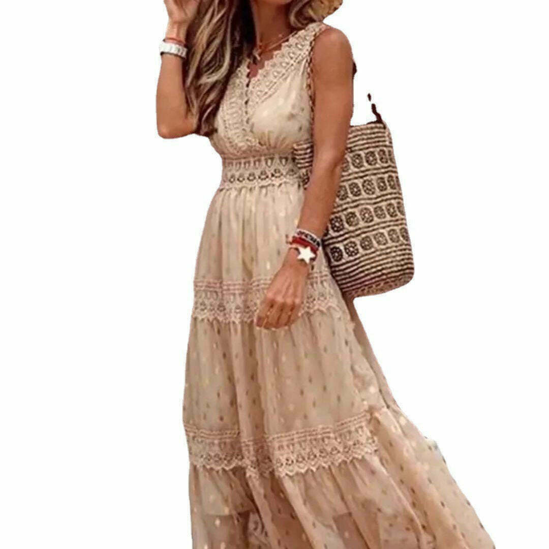 Y2K Aesthetic Chiffon Spliced Midi Dress for Women - Coquette Style Summer Outfit