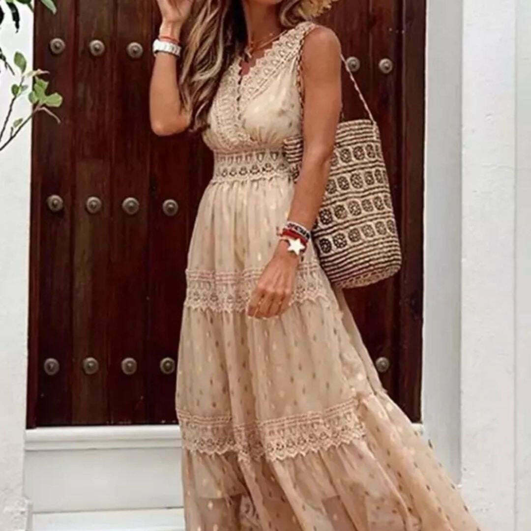 Y2K Aesthetic Chiffon Spliced Midi Dress for Women - Coquette Style Summer Outfit