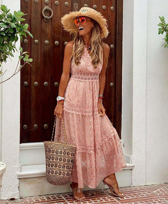 Y2K Aesthetic Chiffon Spliced Midi Dress for Women - Coquette Style Summer Outfit
