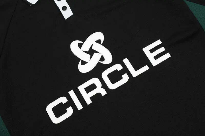 Y2K Aesthetic Circle Sports Polo Tee for Women - Coquette Grunge Style with Pastel Goth Vibes