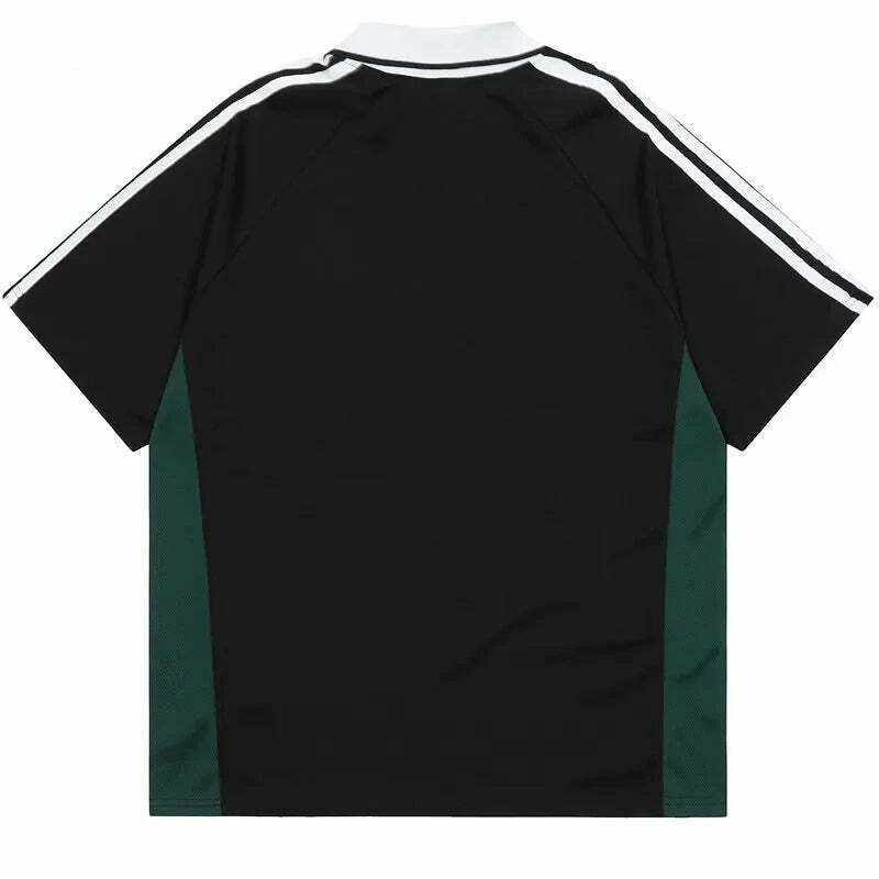 Y2K Aesthetic Circle Sports Polo Tee for Women - Coquette Grunge Style with Pastel Goth Vibes