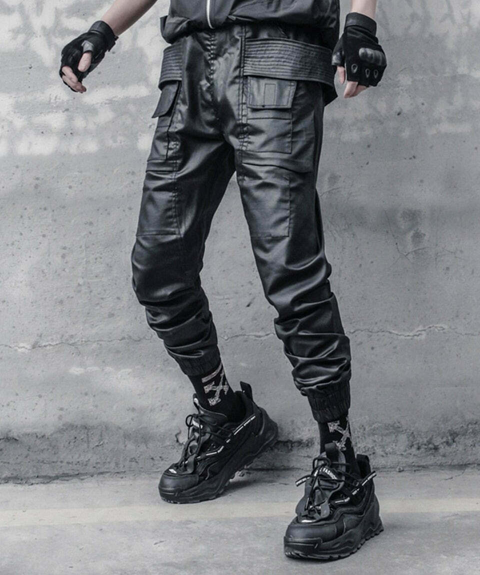 Y2K Aesthetic Coated Cargo Skirt for Women - Grunge Style Fashion with a Coquette Twist