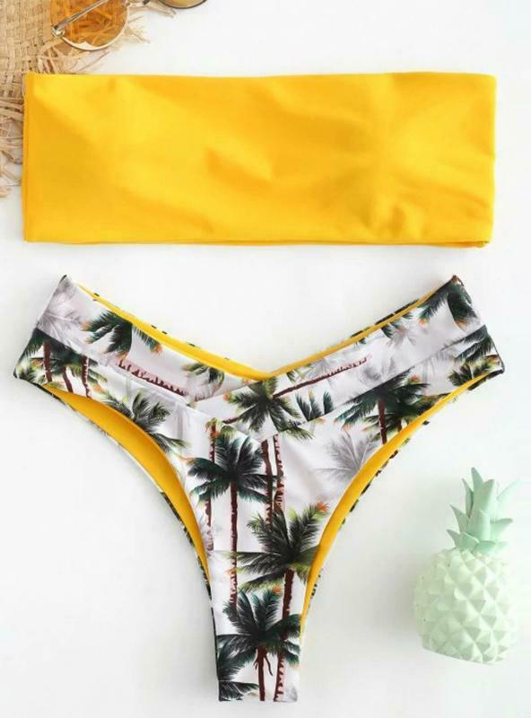 Y2K Aesthetic Coconut Print Bikini Set for Women - Grunge Style Swimwear with Coquette Vibes