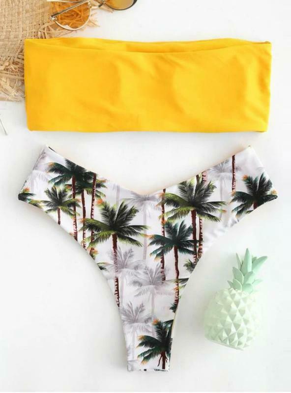 Y2K Aesthetic Coconut Print Bikini Set for Women - Grunge Style Swimwear with Coquette Vibes