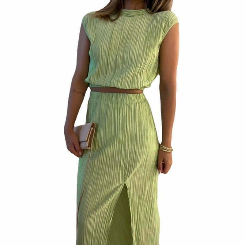 Y2K Aesthetic Collar Shirt & Mid-Length Skirt Set - Coquette Grunge Fashion Two-Piece Suit